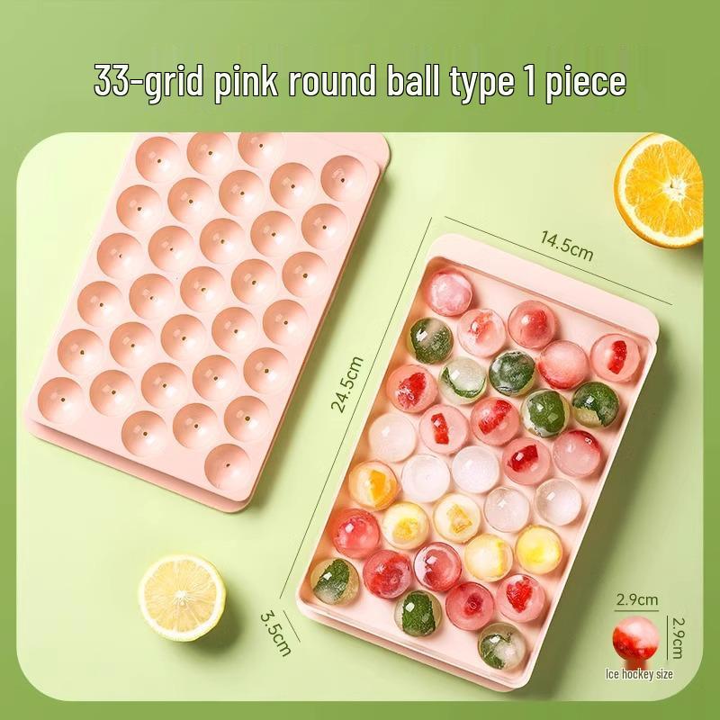 Food Grade Round Ice Cube Trays with Lids - Creative Sphere Mold for Home Refrigerator