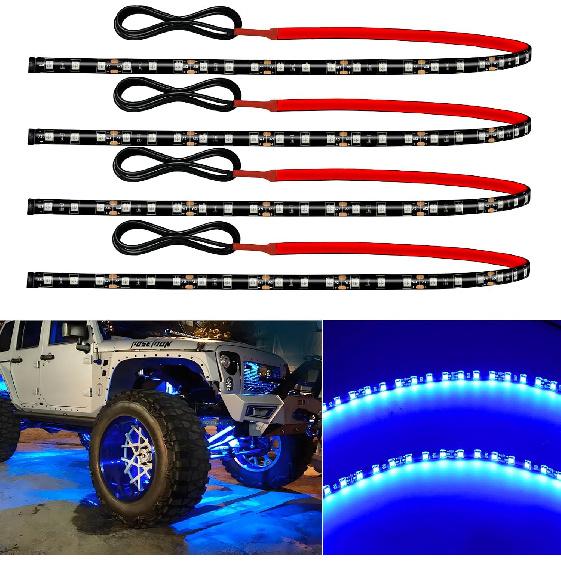 12V Led Light Strip Connectable 24Inch White Led Strip Lights for Car Golf Cart Motorcycle Boat Truck Cabinet Waterproof Led Light Strip,4Pack