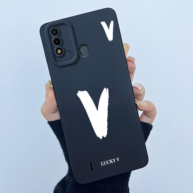 For ITEL Vision 2S P37 P651L P651W Case Cover Lucky Initial Letter Silicone Soft Matte Phone Bumper for ITEL Vision2S P37 Casing