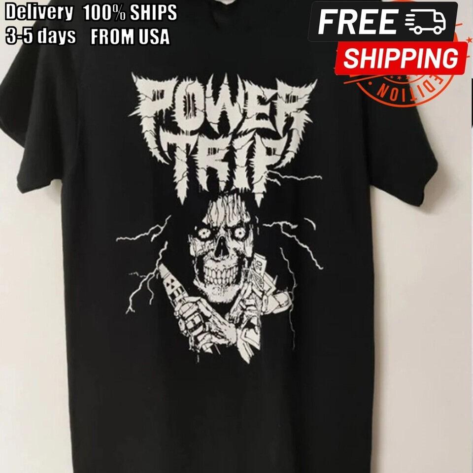 Ретро футболка группы Power Trip черная с коротким рукавом от S до 5XL zz2280 Унисекс футболка