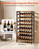48 Bottle Wine Rack,8-Tier Iron Wine Bottle Holder With Wood Table Top,Freestanding Floor Display Wine Storage Shelves,For Kitchen Pantry, Cellar,
