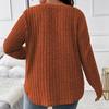 GMXIA Women's Fashion Casual Solid Color Print Autumn Winter Long Sleeve V-Neck Loose Frosted T-shirt with Pit Stripes Sweaters