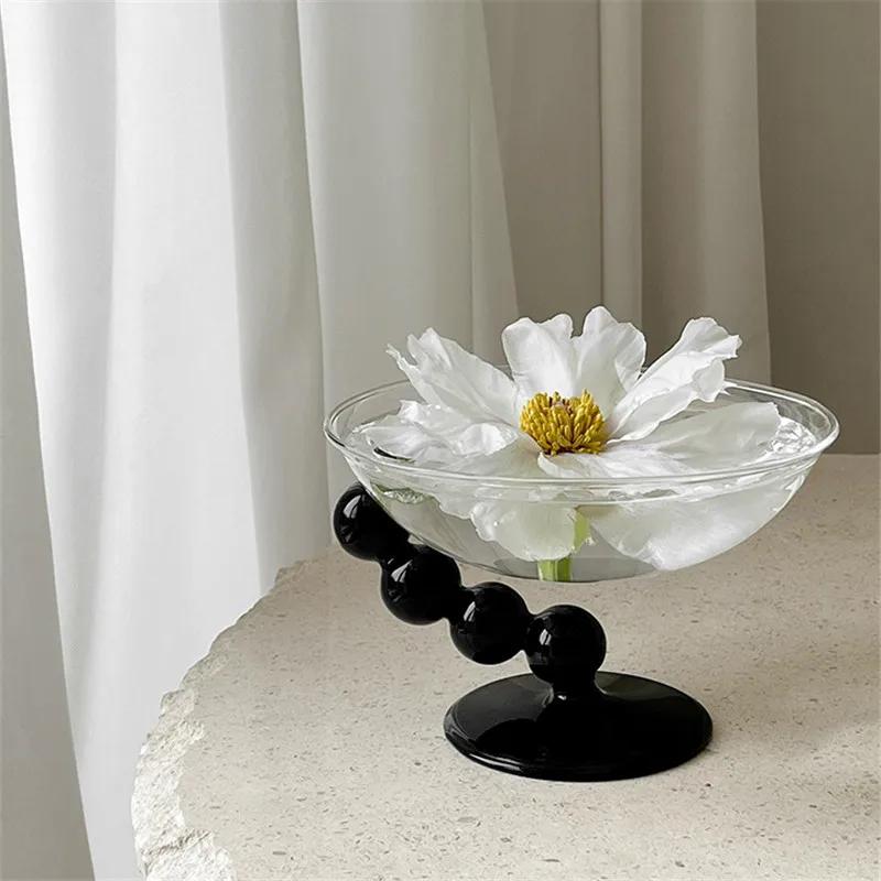 Прозрачная стеклянная миска в скандинавском стиле для украшения домашнего кофейного столика, тарелка для закусок, фруктовый десерт, миска для мороженого, поднос для хранения ювелирных изделий
