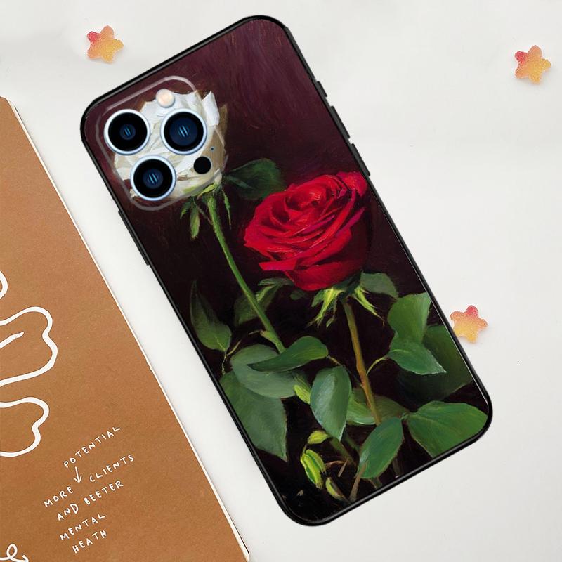 Цветочный чехол для телефона с изображением розы для iPhone 17 Pro Max 14 13 12 11 15 16 Pro Max mini 16 Plus 16e 17 Air Funda