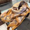 Handmade Hemming! Grid 100 Wool Scarf Women's Winter Triangle Scarf Style Shawl Warm Scarf Dual-purpose