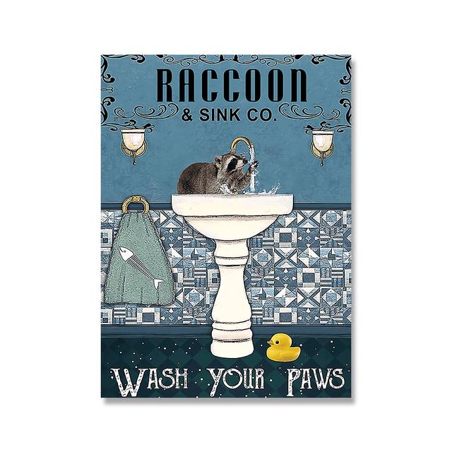 Black Cat Shark Rabbit Raccoon Canvas Painting Get Naked Quote Poster Print Wall Pictures for Toilet Bathroom Wall Decor Cuadros