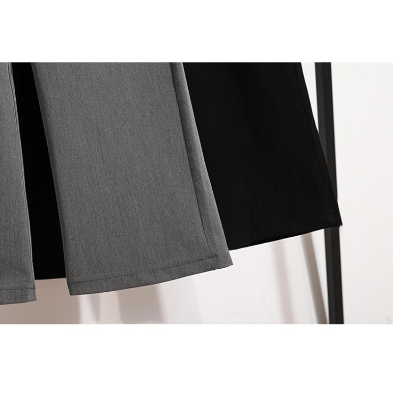 Dimanaf Plus Size Spring Pants Women Elastic Grey Loose High Waist Vintage Buttons Solid Loose Casual Basic Trousers Pants Wide Leg Pants 5XL