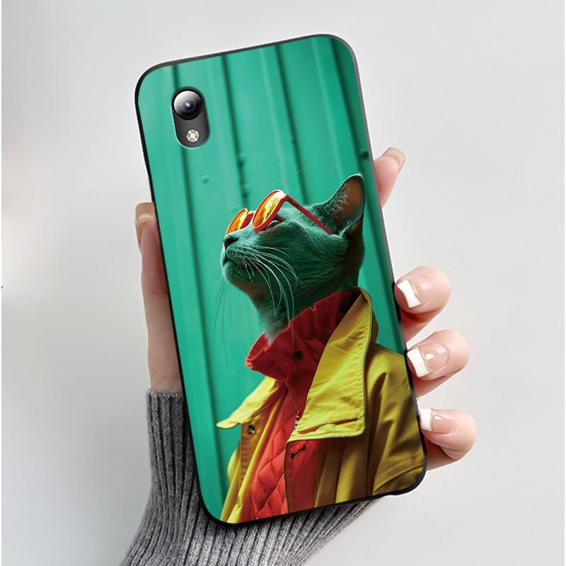 Чехол для ZTE Blade L8 / A3 (2019) / A31 Lite / A3 Plus / A3 SE Эстетичный Милый Кот Астронавт Черный Мягкий Силикон ТПУ Чехол для Телефона