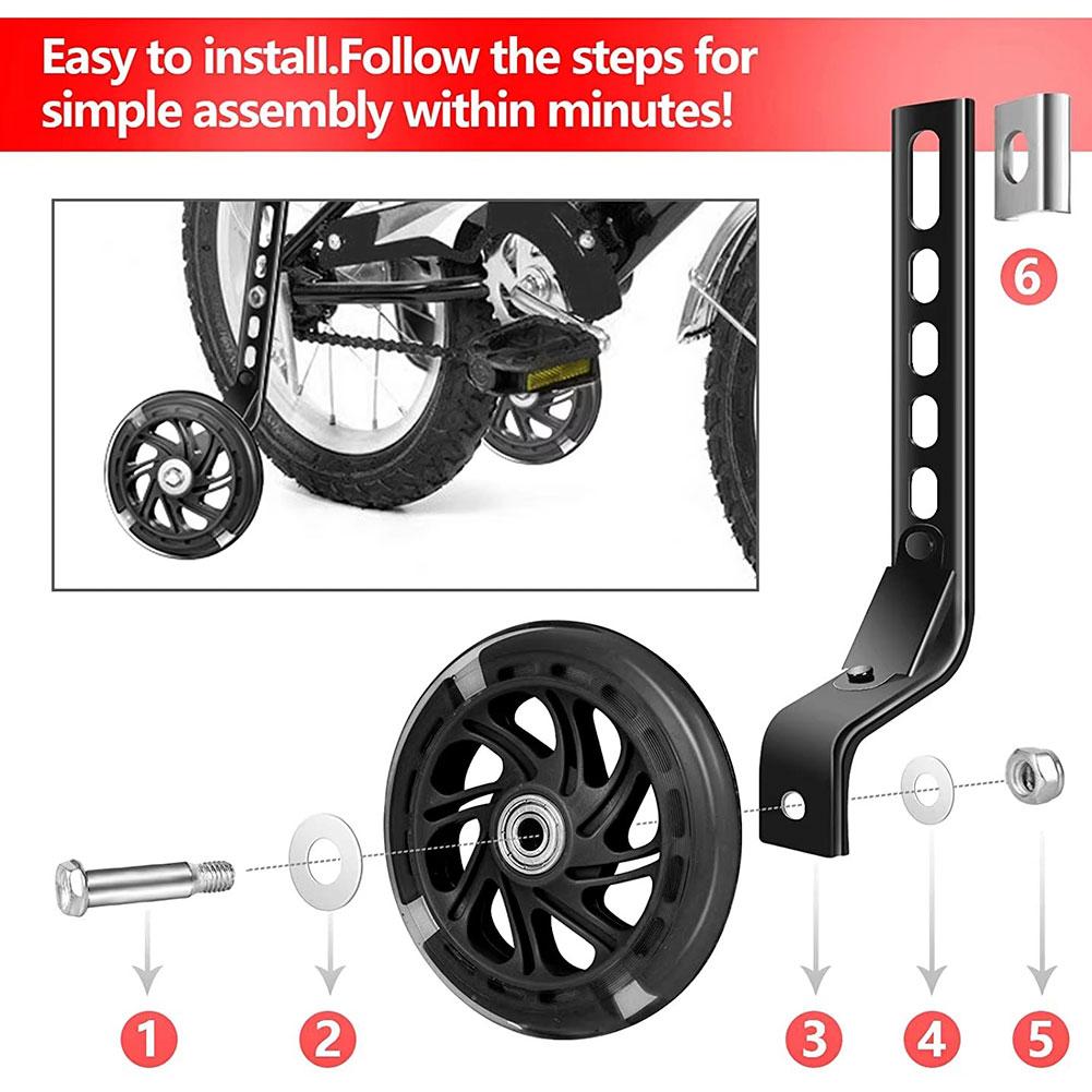 1pair Children Bicycle Auxiliary Wheel Bicycle Stabiliser Mounted Kit For 12/14/ 16/18/ 20 Inch Single Speed Bike Children Ride