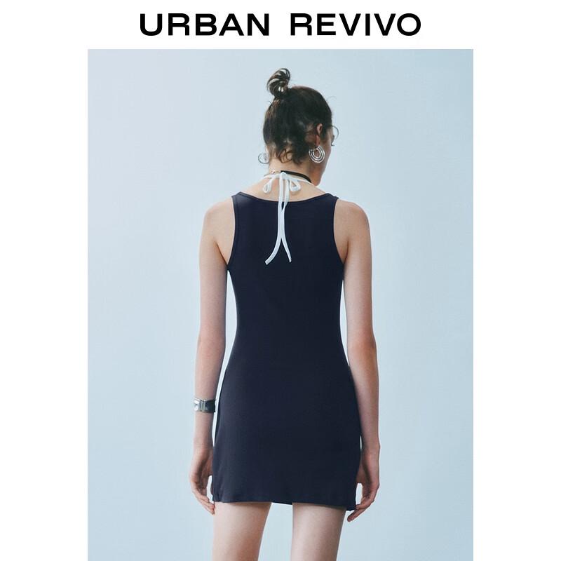 Мини-платье пэчворк с халтером на завязках, осень 2025