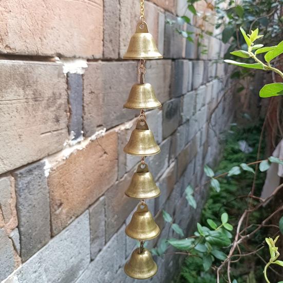 Vintage Hanging Wind Chime Weather-proof Metal Wind Bell Cluster with Chain Retro Outdoor Garden Patio 6/9 Bells Hanging Decoration Ornament
