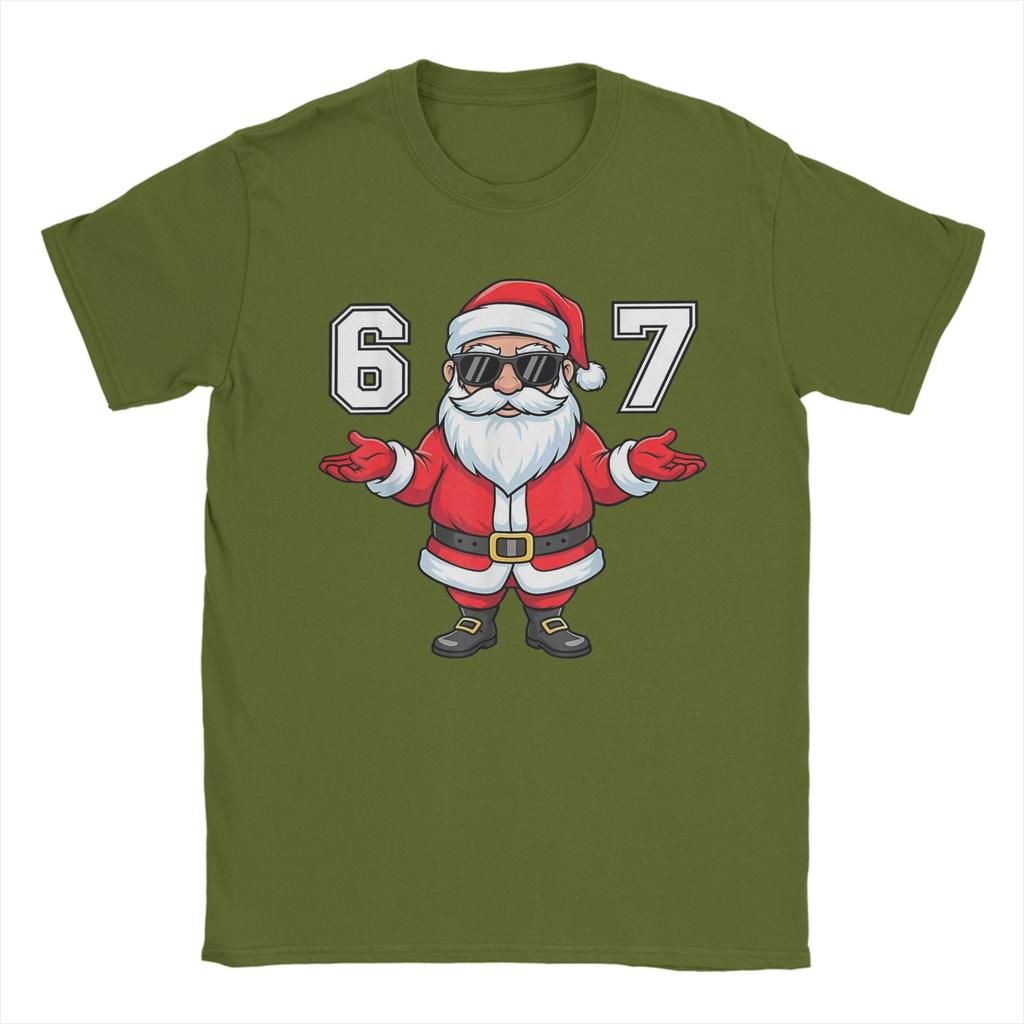 Crazy  6 7 Christmas Six Seven Meme T-Shirt Men Crew Neck 100% Cotton T Shirts  Short Sleeve Tees 4XL 5XL 6XL Clothes