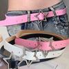 Belt with Rhinestones Y2k Women's Belt Y2K Star Buckle Fashion Belt for Jeans Dress Pu Leather Decoration Pink Waistband NV005