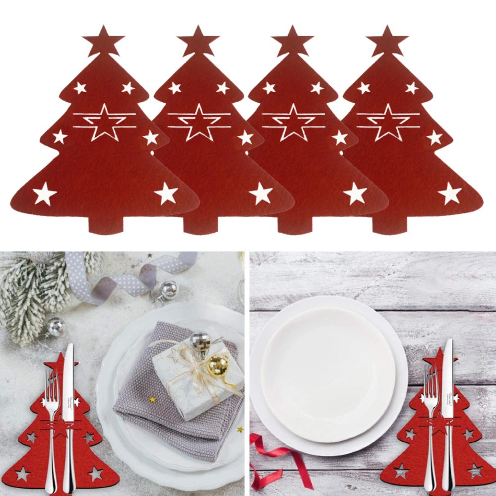 Рождественские украшения для стола, посуда, органайзер, подушечки, рождественский нож, держатель для вилок, сумки для столовых приборов