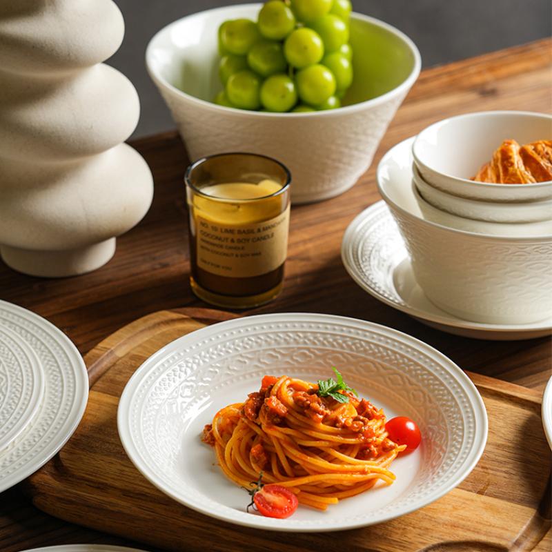 Jingdezhen White Ceramic Tableware Dishes and Plates Hotel Western Restaurant Ceramic Plate