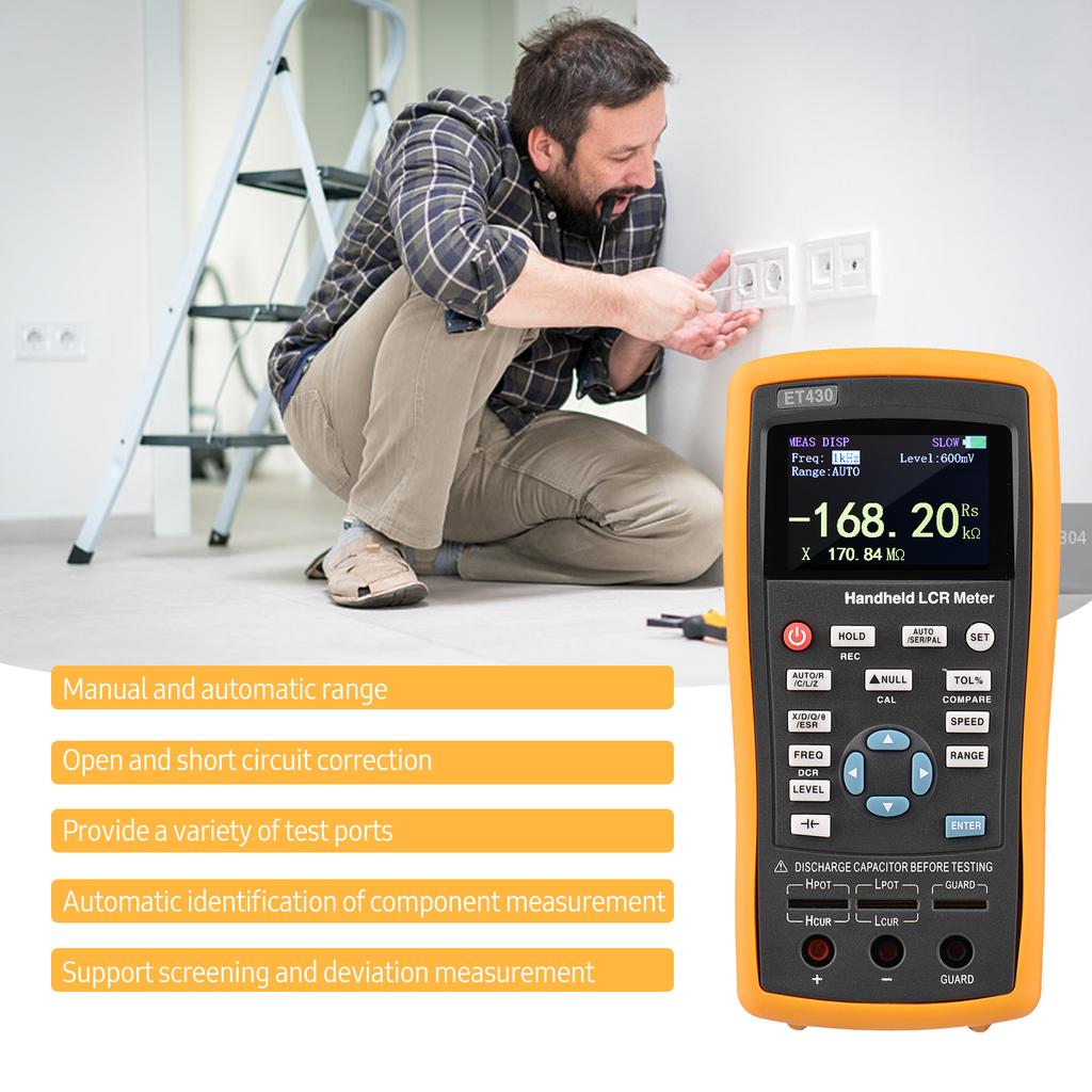 2.5-inch LCD Digital Handheld 100kHz LCR Meter LCR Multimeter Tester for Inductance Capacitance