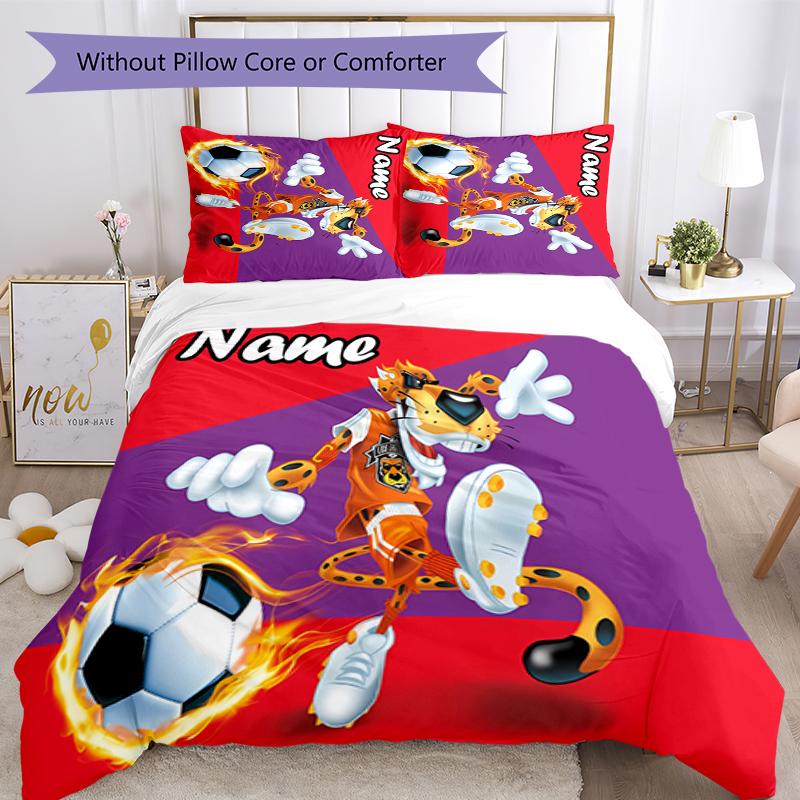 3pcs Custom Name Cheetos Pipoca Bedding Set Duvet Cover Closure Includes 1 Duvet Cover & 2 Pillowcases for All Seasons Bedroom Decor