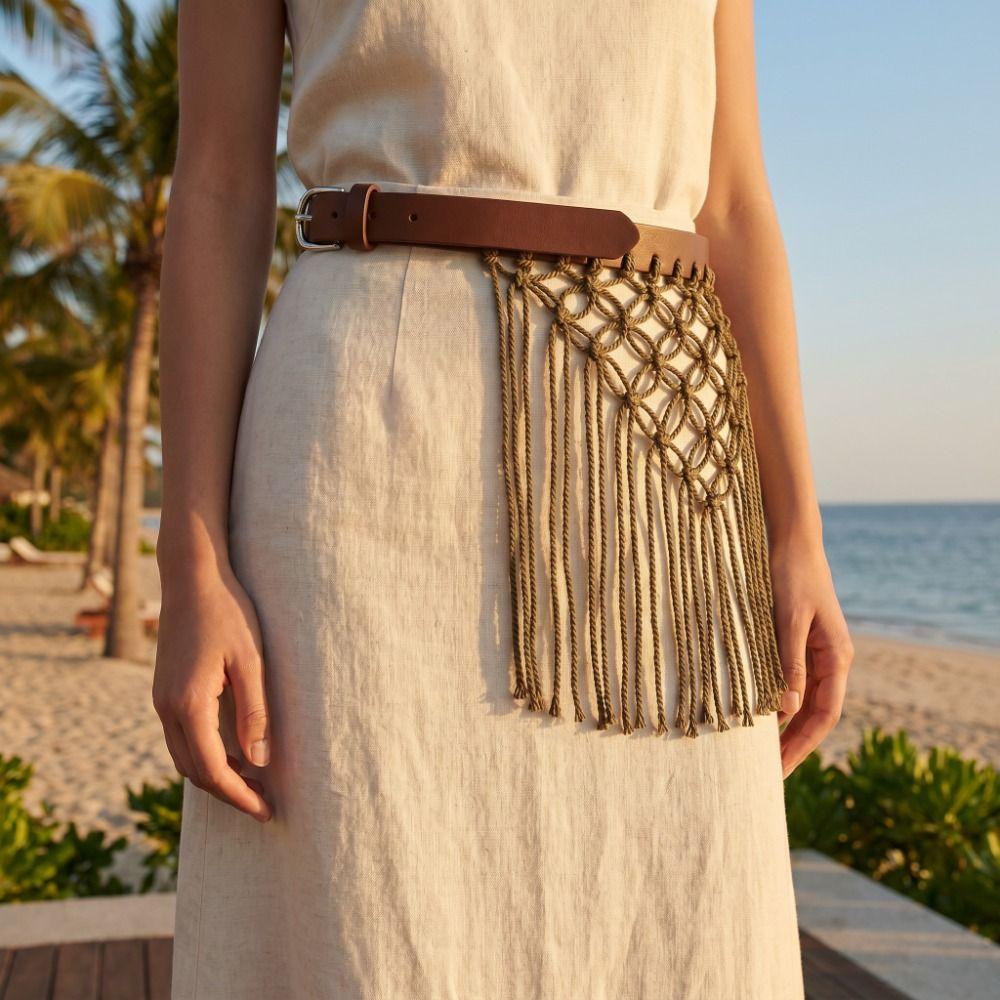 Boho Bohemian Style Belts Retro Woven Tassel Waistband Vintage Tassel Weave Belts  Women