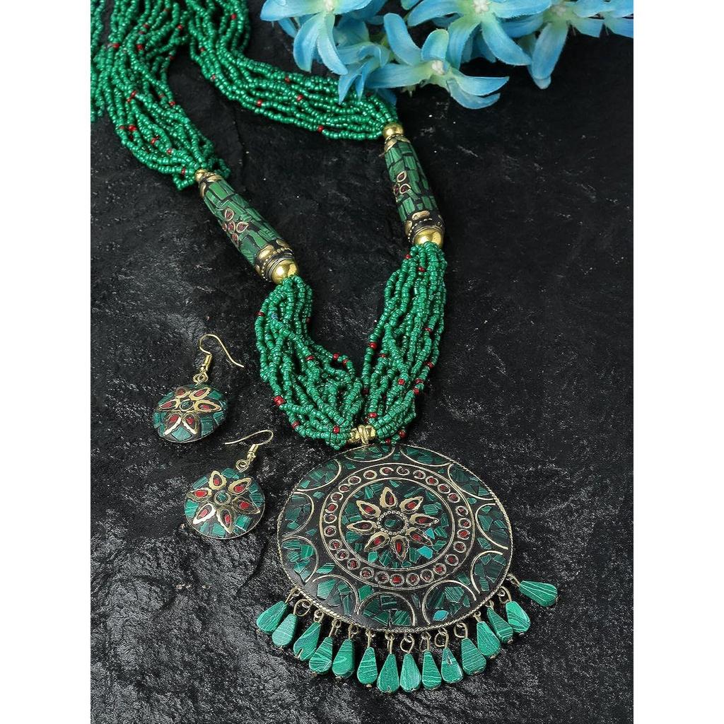 Shining Diva Fashion Последний стильный традиционный тибетский кулон Ожерелье Ювелирный набор для женщин