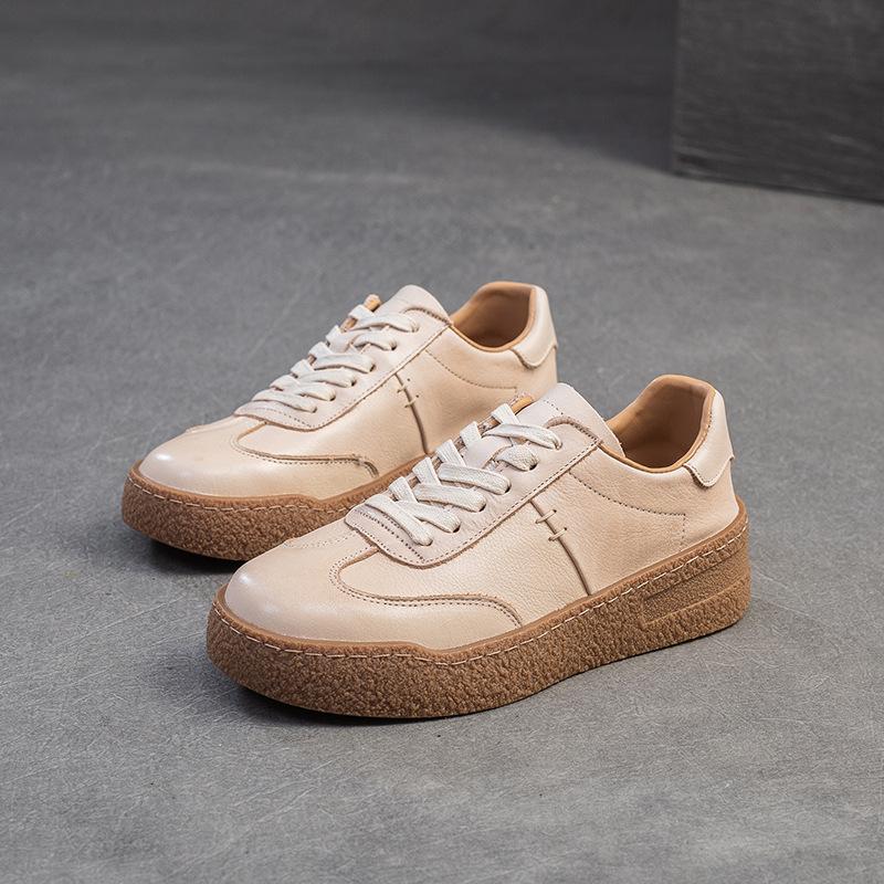 Johnature Туфли на плоской подошве в британском стиле, повседневные и универсальные, из натуральной кожи, с мягкой подошвой, на шнуровке, женские туфли