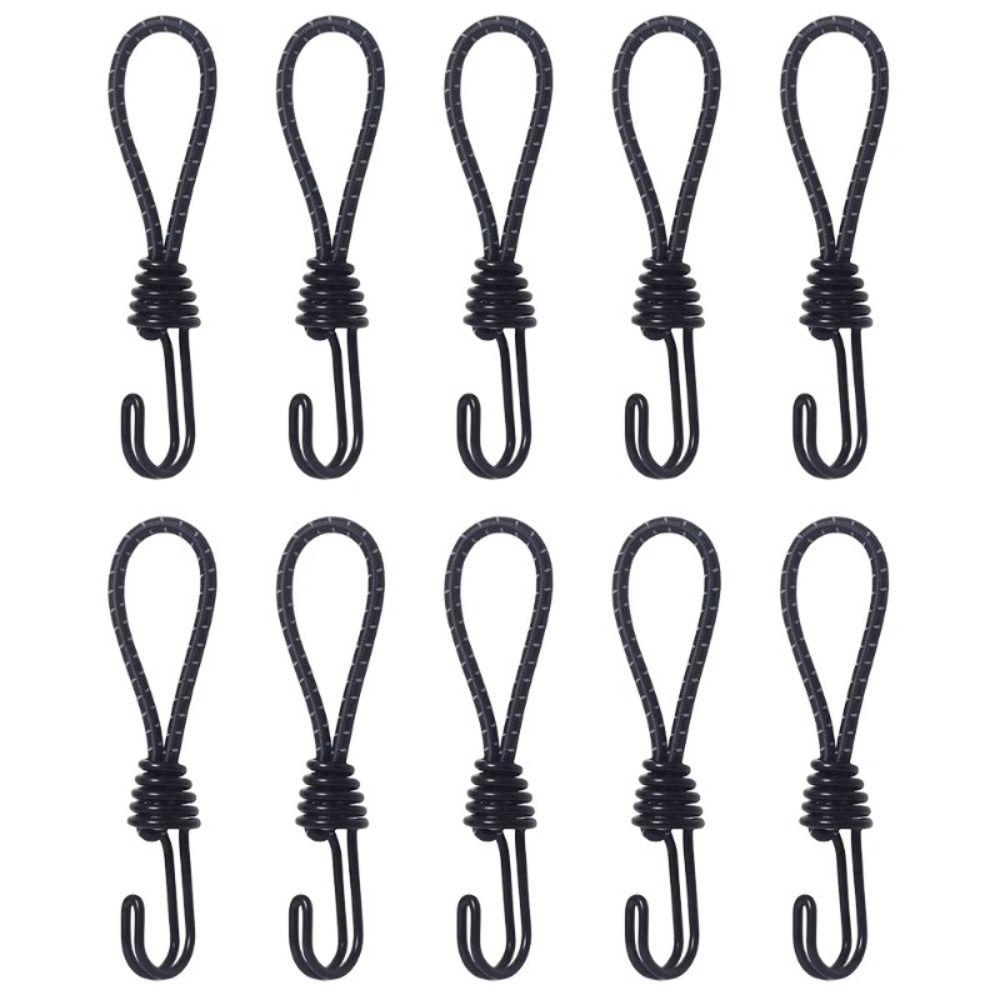 10pcs Outdoor Tent Elastic Rope Cord Hook Portable String Carabiner Hooks Tent Fixing Cord Hook