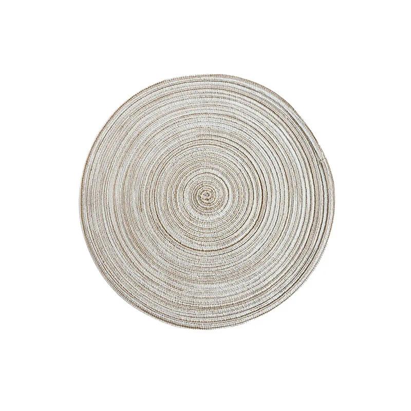 Nordic Style Cotton Yarn Dinner Placemat Round Ramie Woven Cup Mat Heat Insulation Plate Mat Anti-scald Non-Slip Coaster Cup Mat