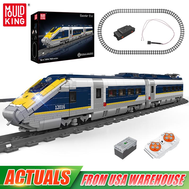 Mould King 12016 Технические игрушки Поезд Радиоуправляемый Eurostar E320 Конструктор Сборка Локомотив Набор Кирпичей Детский Рождественский Подарок