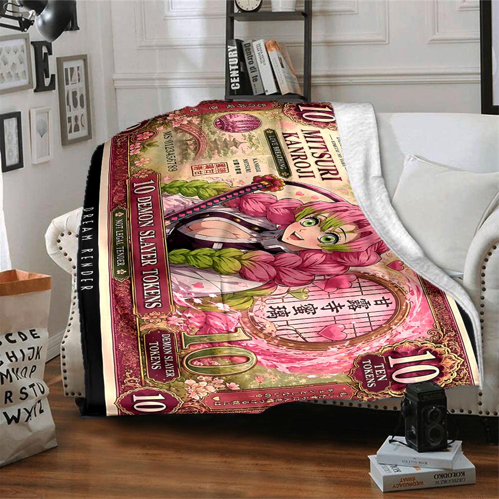 1Pc Fantasy Festival Token Flannel Blanket, Soft And Comfortable, Casual Warm, Camping Travel, Christmas, Halloween Xmas Gift S1266