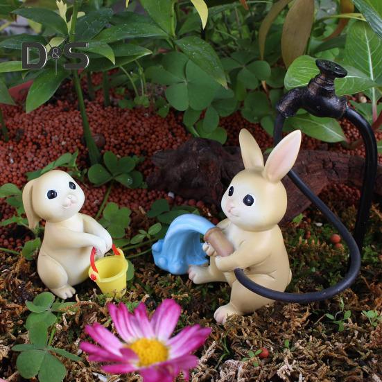 Скульптура кролика Флеш Декор для двора Фигурки кроликов из смолы Домашний сад Статуэтки для улицы Пасхальное украшение кролика