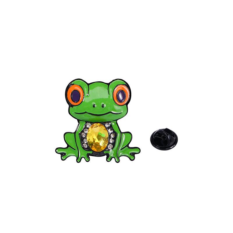 Cute Animal Brooch Frog Gem Series Styling Metal Oil Drop Cartoon Badge Waist Buckle
