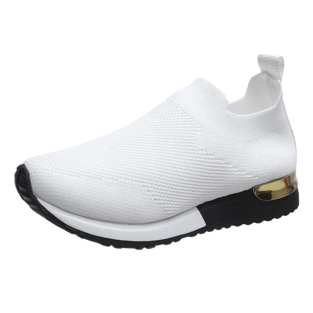 Обувь из плетеной сетки для женщин, модные кроссовки Mujer, весна-лето, женские носки на платформе, легкие вулканизированные туфли