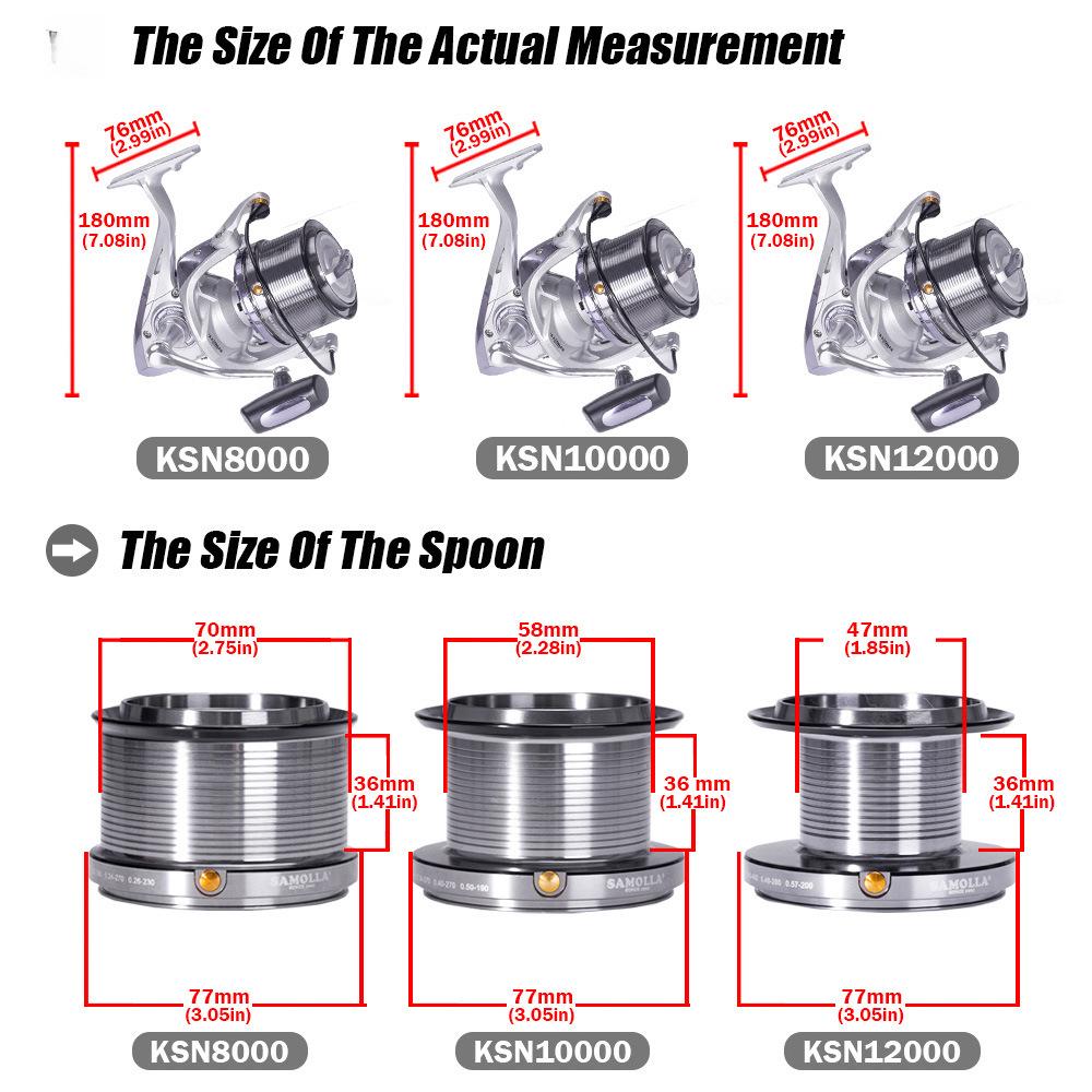 Катушка для дальнего заброса: Модель 8000-12000 для рыбалки на пляже и в море, устойчивая к воздействию морской воды