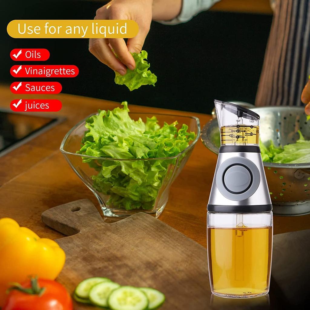 High-grade Glass Oil and Vinegar Dispenser, Kitchen Quantitative Oil Control Pot, Vinegar Oil Bottle
