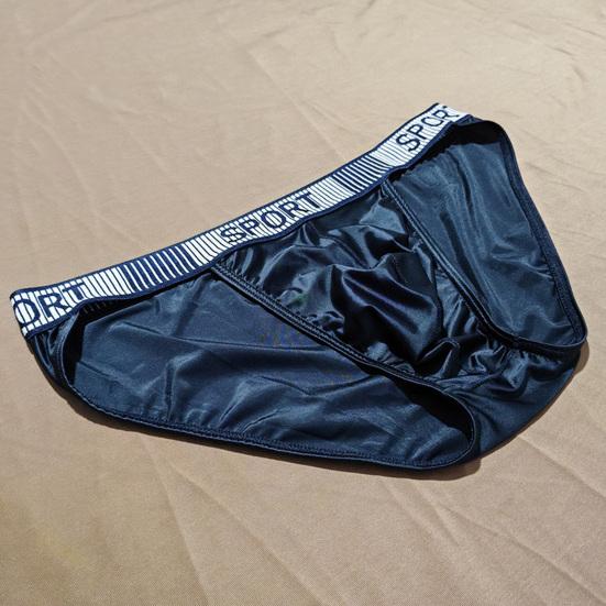 Summer Ice Silk Briefs Letter Print High Slit Design Men Panties Smooth Comfortable Breathable Underwear Daily Wear