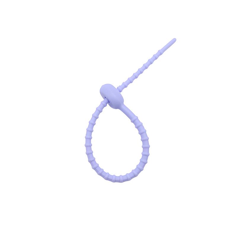 Multicolor TPR Silicone Zip Ties: Elastic Self-Locking, Reusable Cable Organizers & Keychain Pendants.
