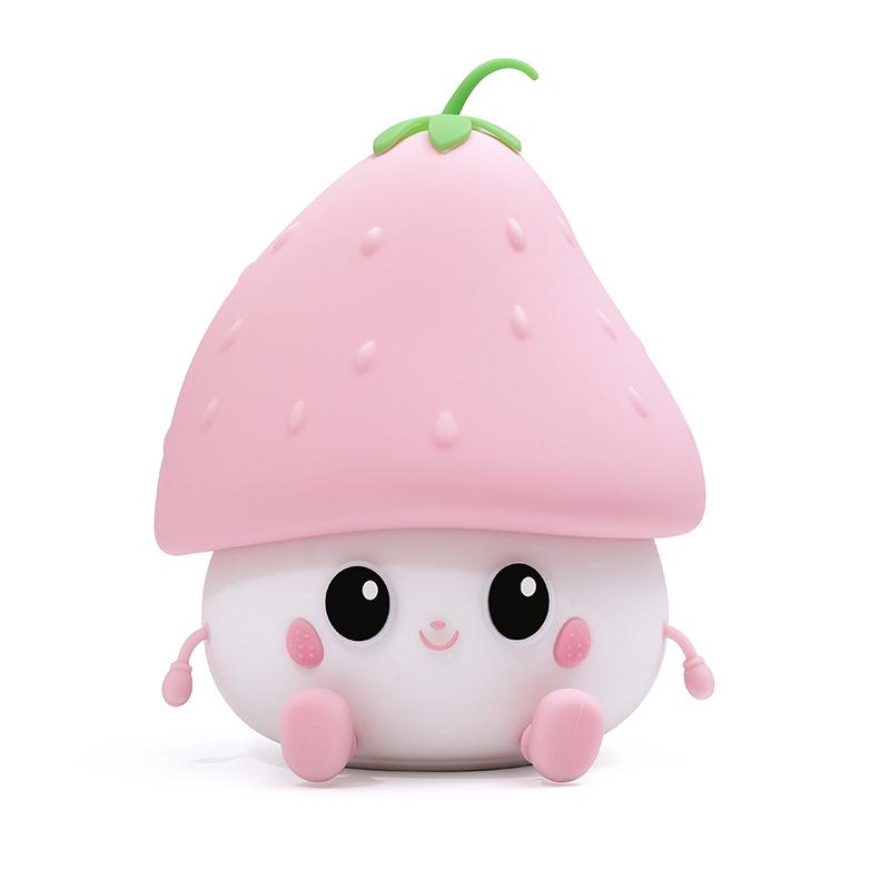 Silicone Strawberry LED Night Light USB Rechargeable Mood Lamp Cute Nightlights Bedroom Lamp for Baby Girl's Gift Mushroom Lamp