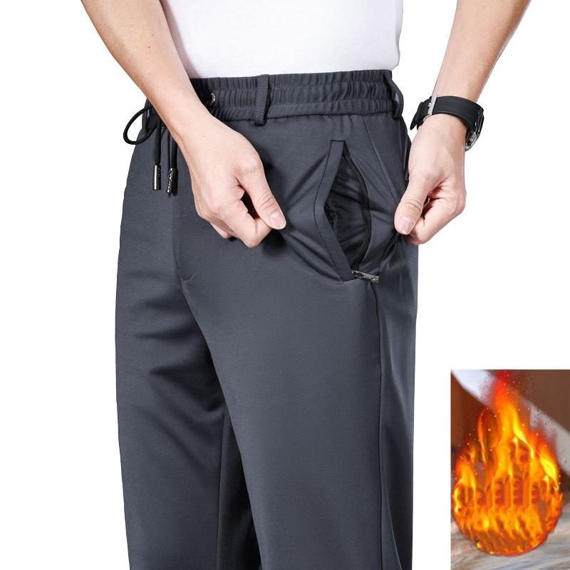 Мужские весенне-осенние свободные брюки прямого кроя больших размеров с эластичной резинкой, молодежные деловые повседневные однотонные брюки