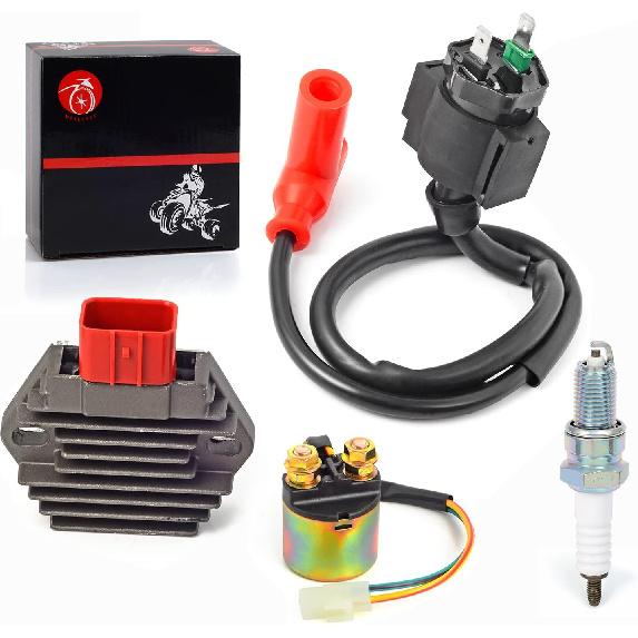 Regulator Rectifier & Relay Ignition Coil Spark Plug Kit For Honda 2000-2006 Rancher 350 350ES 350S 1998-2001 Foreman 450 TRX450S TRX450ES 1997-2003