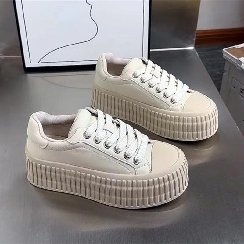 Женские кроссовки на толстой платформе из искусственной кожи, брендовая дизайнерская обувь для женщин, модная повседневная обувь, легкая нескользящая женская обувь