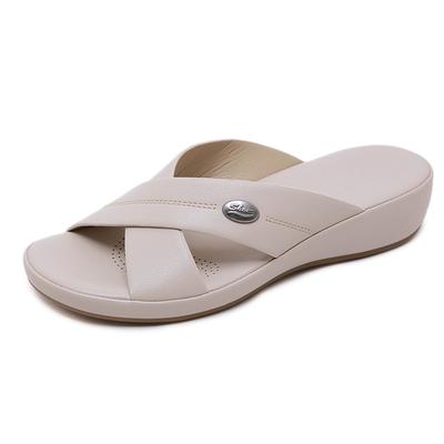 2024 летняя обувь женские пляжные сандалии повседневные женские тапочки на танкетке модные летние женские тапочки 4 см мягкие туфли на танкетке A2119