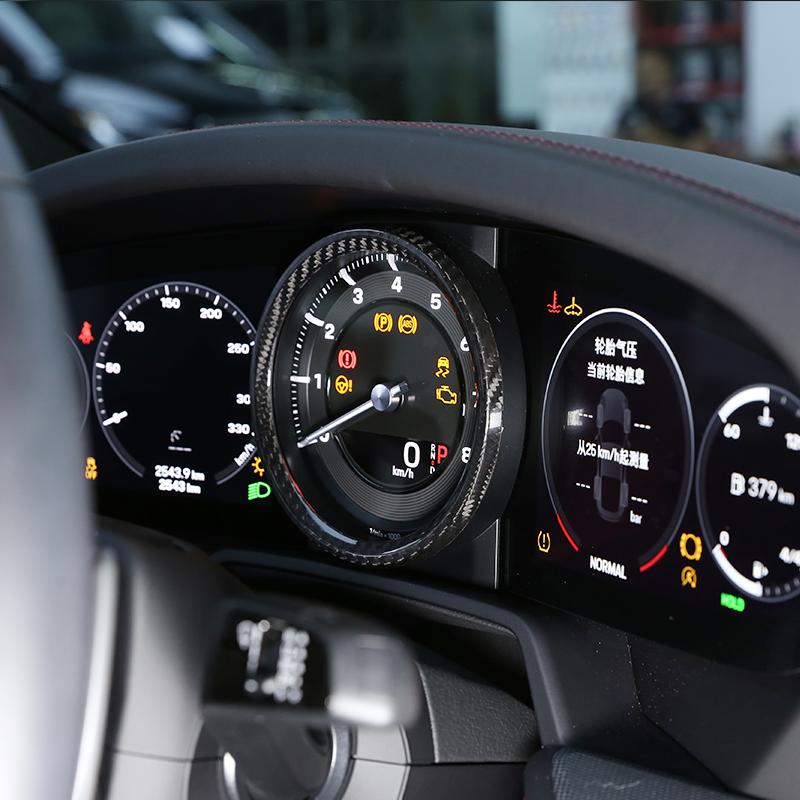 Для Порше 911 (992) -2023 Настоящее углеродное волокно, крышка экрана, кольцо на приборной панели, рамка тахометра автомобиля