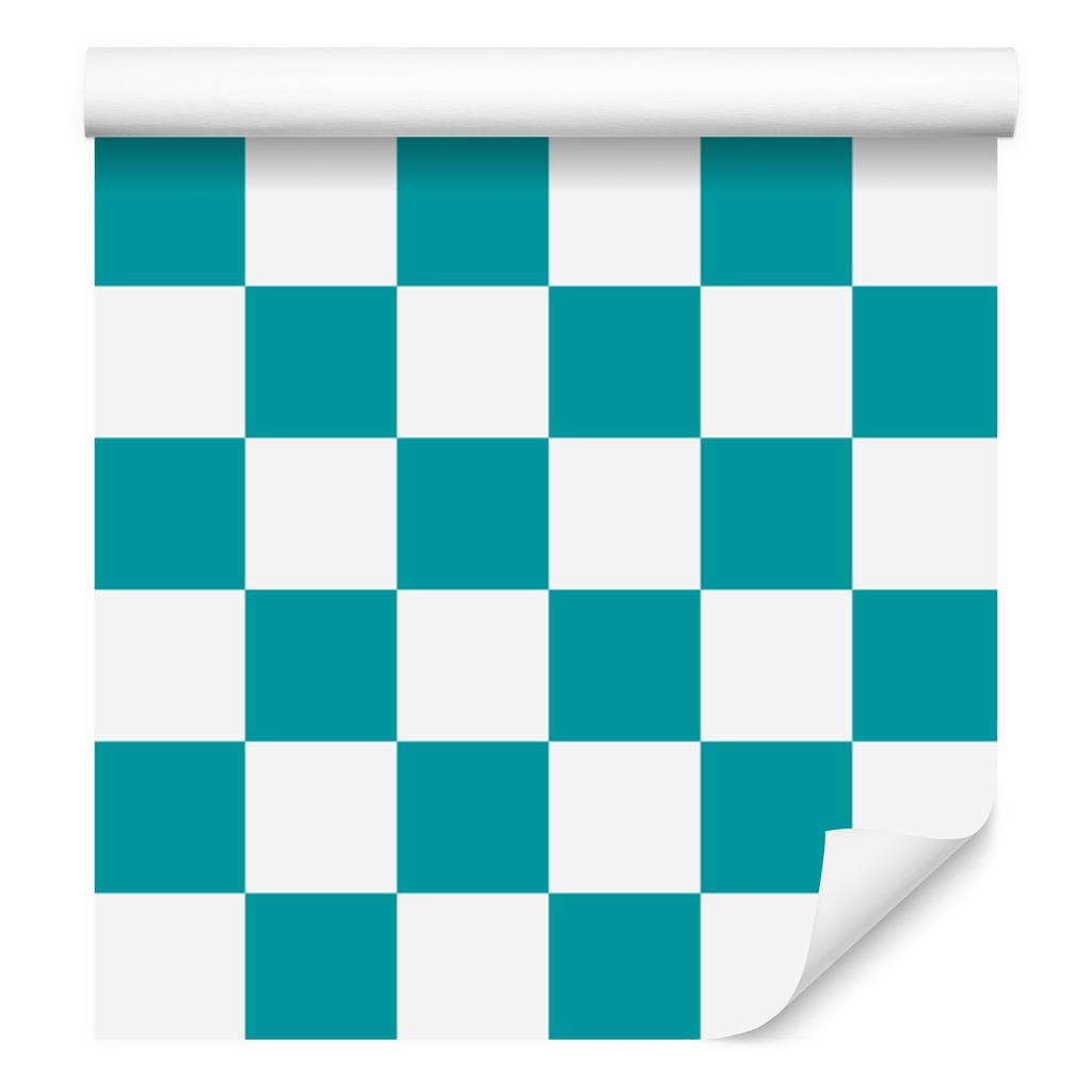 Checkerboard wallpaper, turquoise background, turquoise center, 50x1000