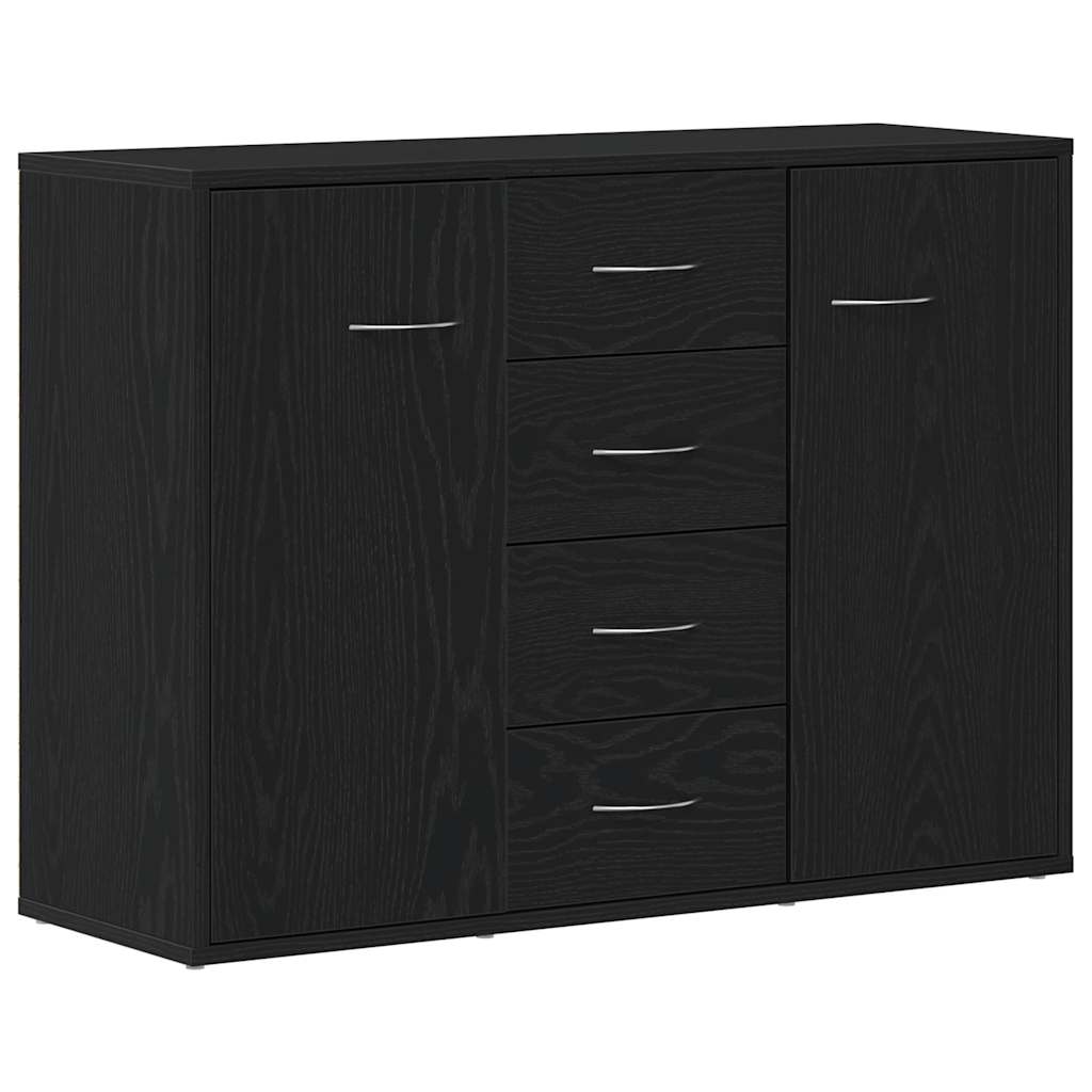 Sideboard in Black Oak Finish 88 x 30 x 64 cm Engineered Wood