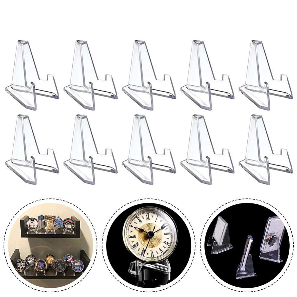 Clear Acrylic Coin Display Stand Holder Triangle Storage Small Easel Rack Capsule Support Multifunction for 10/20Pcs