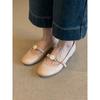 Sheepskin version! French bow flower word with flat single shoes women's 2025 new gentle shallow mouth Mary Jane