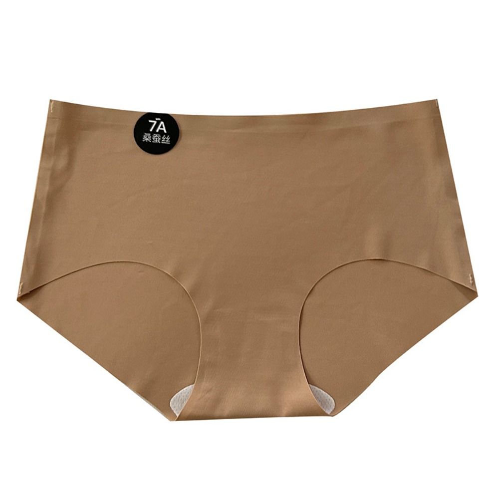 5Pcs Traceless Ice Silk Panties Mid Waist Underwear for Women Simple Seamless Briefs  Girl