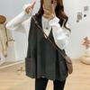 Autumn and Winter Loose All-match Sweater Large Size V-neck Knitted Vest Sleeveless Solid Color Female Top