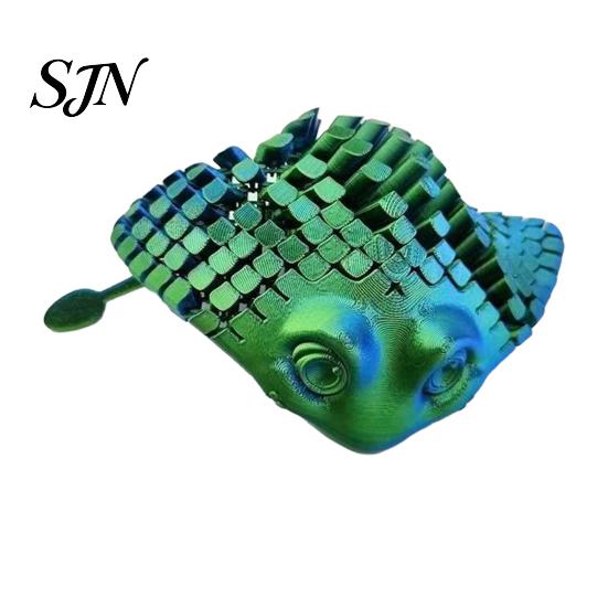PLA 3D Printed Figurines Manta Ray Fidget Toy, Flexible Articulated Sea Animal Figurine Desktop Decorations for Decoration, Stress Relief Ornament