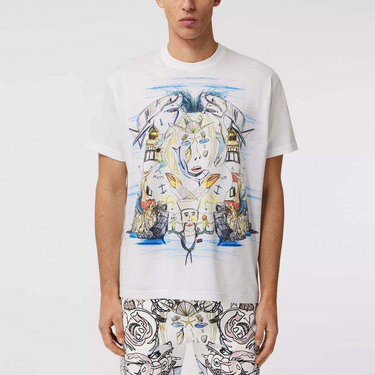 Burberry Футболки Мужские Белые С Круглым Вырезом Умеренные 80406811