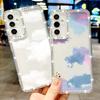 Прозрачный чехол для телефона с ромбовидной рамкой для Samsung S25 S24 FE S23 Ultra S22 A56 A16 A36 A15 A55 Узор облака Мягкий силиконовый противоударный бампер